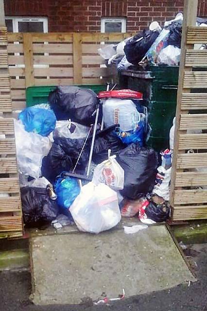 Overflowing bins at Pembroke Court