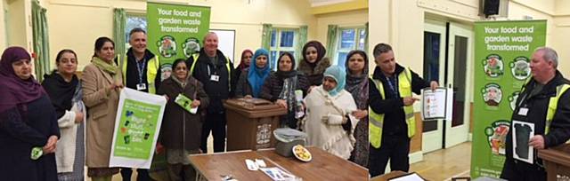 Residents and Council Officers working together to learn and promote recycling Campaign at Deeplish Community Centre