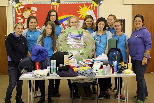 Heywood Girlguiding Senior Section with the Christmas Care Packages 
