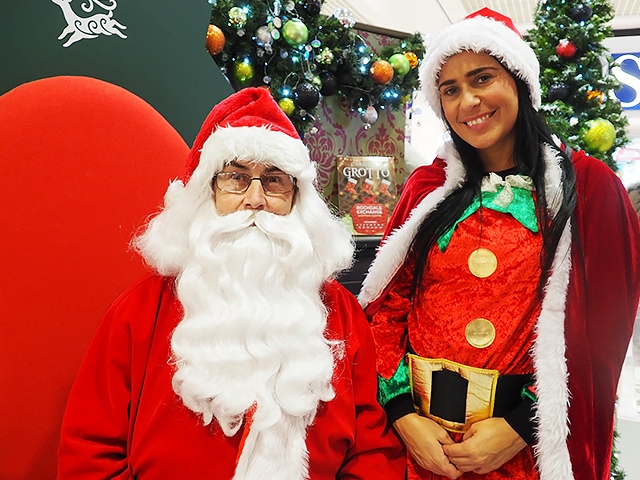 Santa and his Elf in the Rochdale Exchange Shopping Centre Grotto