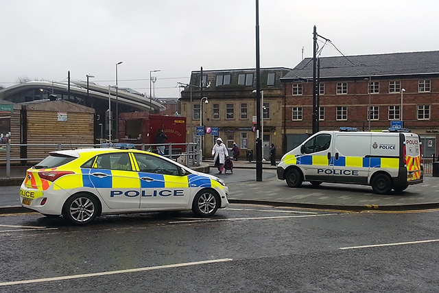 Police attending the incident in Rochdale town centre
