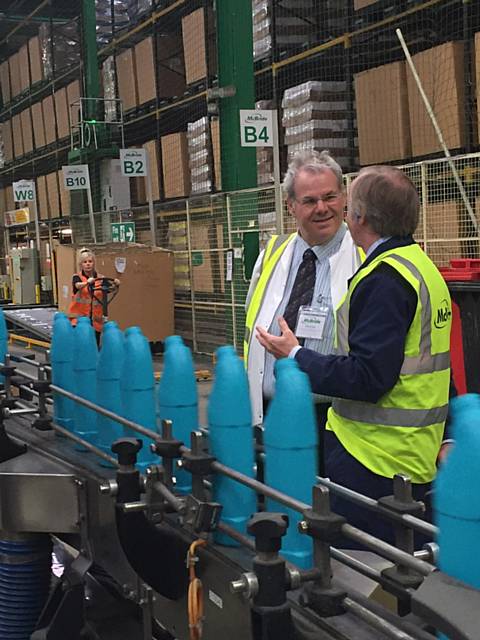 Rochdale Borough Council leader Richard Farnell is given a tour of the McBride site in Middleton