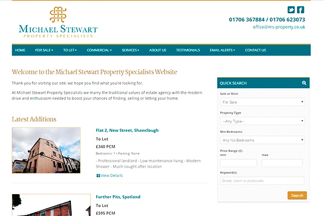Screenshot of the new Michael Stewart Property Specialist website