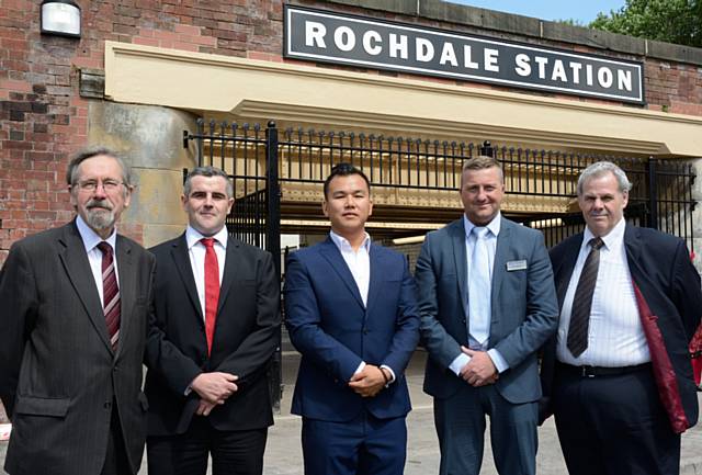 Councillor Andrew Fender, Director of Jamieson Contracting, Andrew Jamieson, Project Manager for Network Rail, Lawrence Cheung, Northern Rail Station Delivery Manager, Paul Spencer and Councillor Richard Farnell 