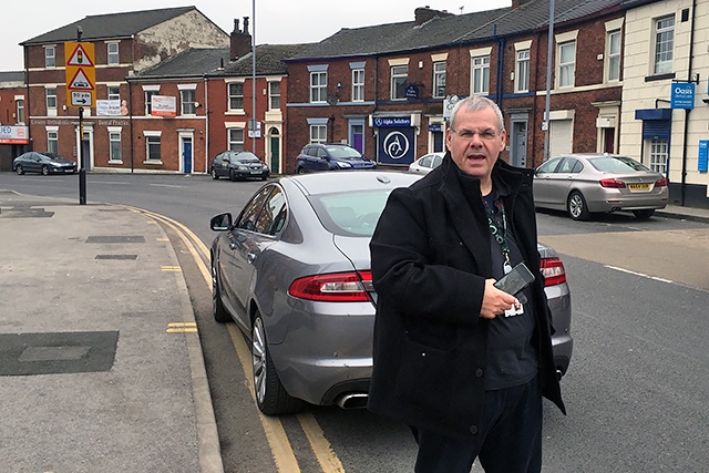 Councillor Richard Farnell illegally parked on Drake Street