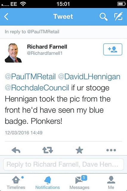 Plonker tweet by Councillor Richard Farnell
