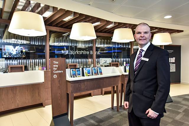 Yorkshire Bank Branch Manager Daniel Cropper in the newly upgraded branch