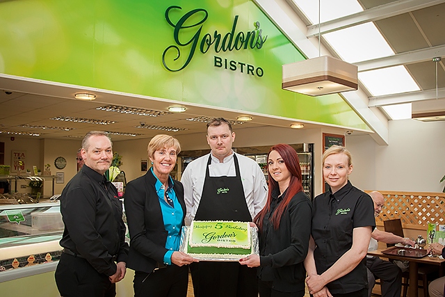 John Jackson (Rochdale Branch Manager), Pauline Rigg (Managing Director), Robin Beeson (Bistro Head Chef), Fiona Roberts (Internet Manager) and Joanne Stewart (Food & Beverage Manager)