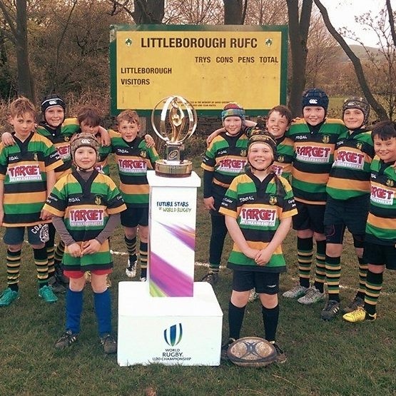 Littleborough RUFC minis with the U20s championship trophy
