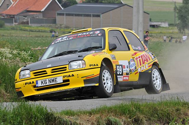 Steve Brown in his Nissan Micra kit car in action at Wervik