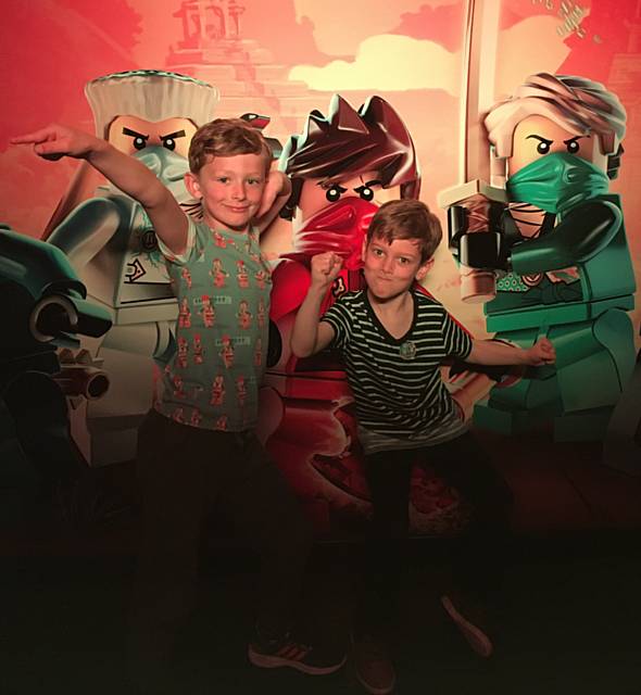 Finn Ashworth and Harry Stocks at the launch of the new 4D film the Lego® Nexo Knights™