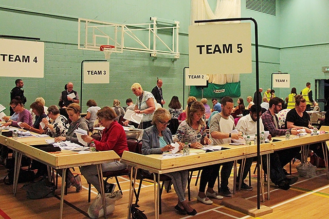 Local EU Referendum count under way at Heywood Sports Village