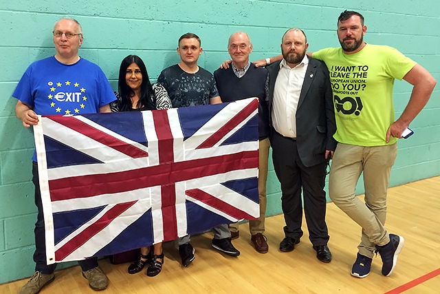 Leave campaigners at the local count at Heywood Sports Village