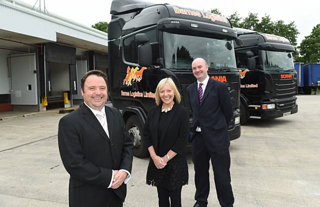Chris Barnes (owner and managing director of Barnes Logistics), Helen Miller (relationship manager at Yorkshire Bank) and Paul Grace (Yorkshire Bank’s Head of Commercial, Small Business & Private Banking for Manchester and Bolton¬)