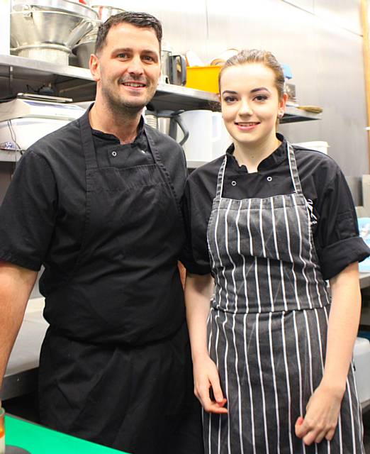 The Bird at Birtle Head Chef, Carl Tait with Abbie Evans 