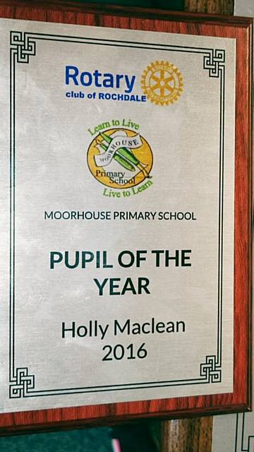 Holly Maclean Pupil of the Year at Moorhouse Primary School