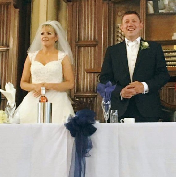 Michelle Cheetham and her new husband David Cheetham in Rochdale Town hall