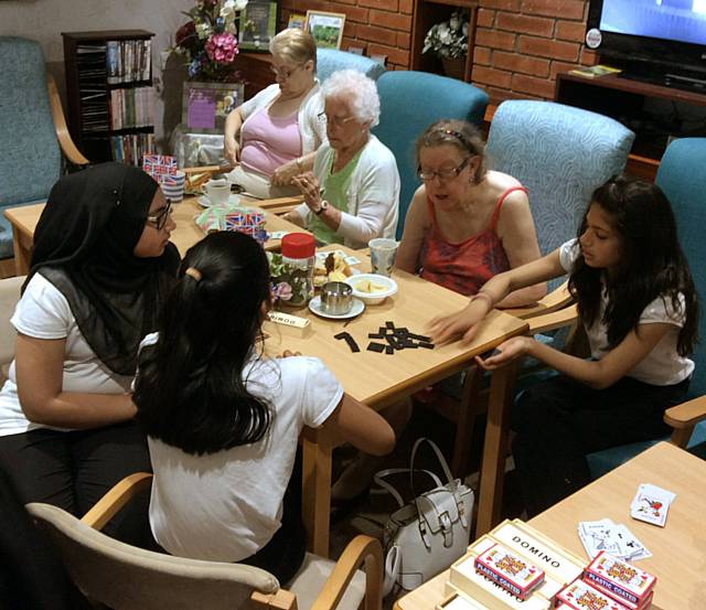 Year 5 / 6 children visited Yew Court sheltered accommodation and provided items for a tea party along with cards and dominoes for the residents to play