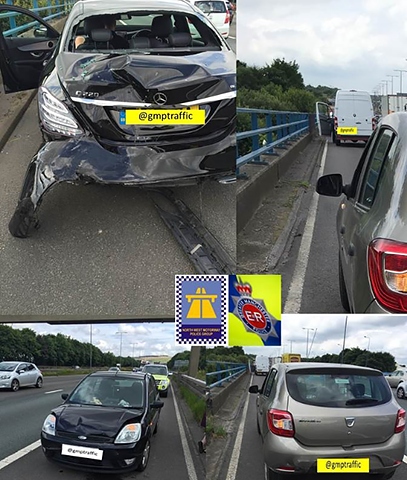 Two collisions at Junction 20 of the M62 (Milnrow)