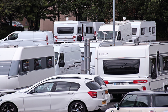 Travellers set up camp on town centre car park