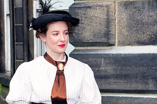 Rebecca Stephenson playing the part of Queenie Newall, in authentic period costume at the Sybil Fenton Newall commemoration event 