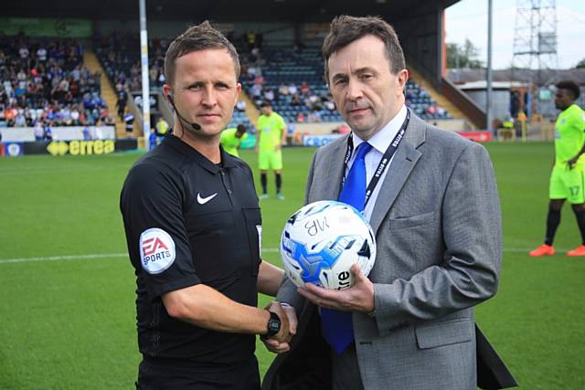 Colin Garlick who is leaving Dale next month, was given the honour of presenting the match ball on the pitch for Dale’s first home game of the 2016/17 season