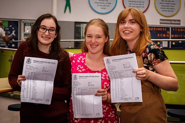 Cardinal Langley students with their GCSE results