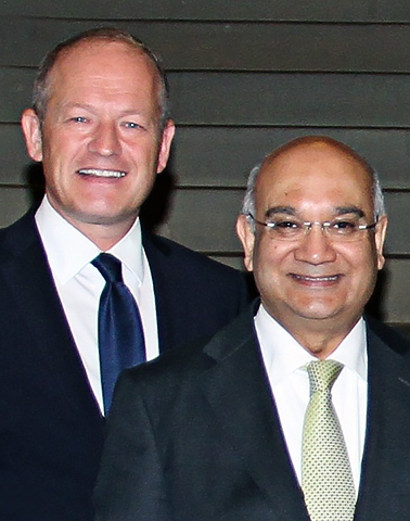 Simon Danczuk and Keith Vaz at the Mayor's charity dinner at Rochdale Town Hall in October 2015