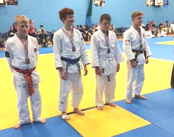 Jake Brearley second on the right with his silver medal, Rochdale Judo Club 