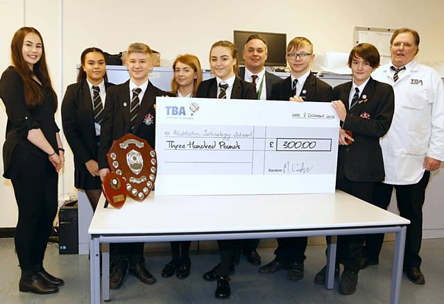 Middleton Technology School were declared the winners of TBA Protective Technologies’ Manufacturing Matters Competition, with their design for a fire-preventing Christmas Tree Star