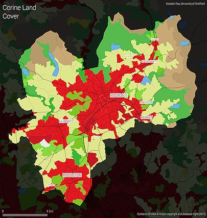 The Rochdale district as shown by the Co-ordination of Information on the Environment project (CORINE)