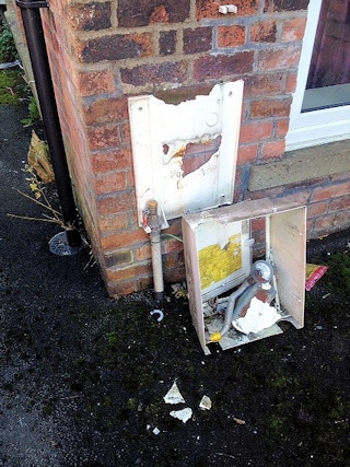 Thieves ripped the gas meter from the wall