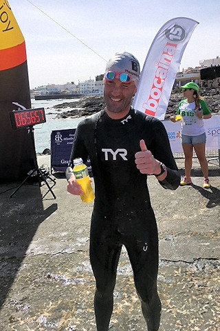 Paul Mears after completing the gruelling swim