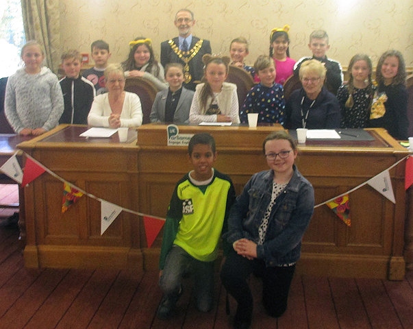 Children from St John with St Michael CE Primary School at Whitworth Council Chambers