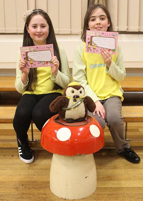 Runner-up Brownie of the Year Jennifer Deakin with  Brownie of the Year Ameilia Reynolds