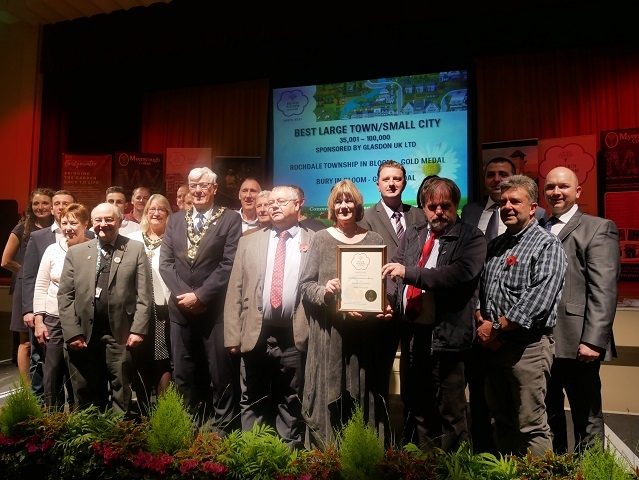 The Rochdale Township in Bloom Team  and council officers receive the gold award