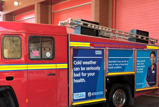 Fire Engine with the Stay Well This Winter message