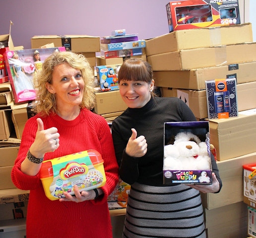 Helen Leach  and Caroline Wolfenden with donated gifts