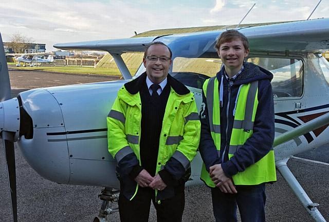 Harry Tait with flight instructor John Cheetham