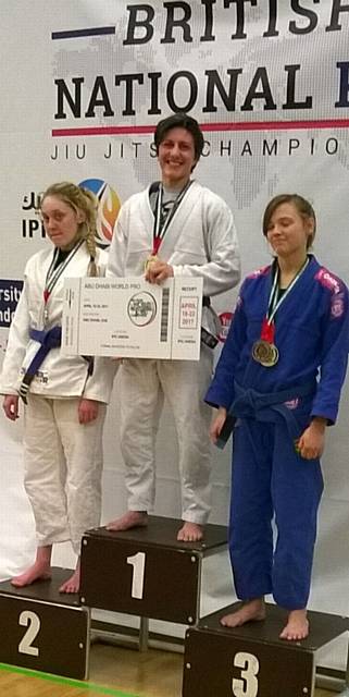 Sophie Cox won Gold at The British National Pro Championships in the adult blue belt u-62k category