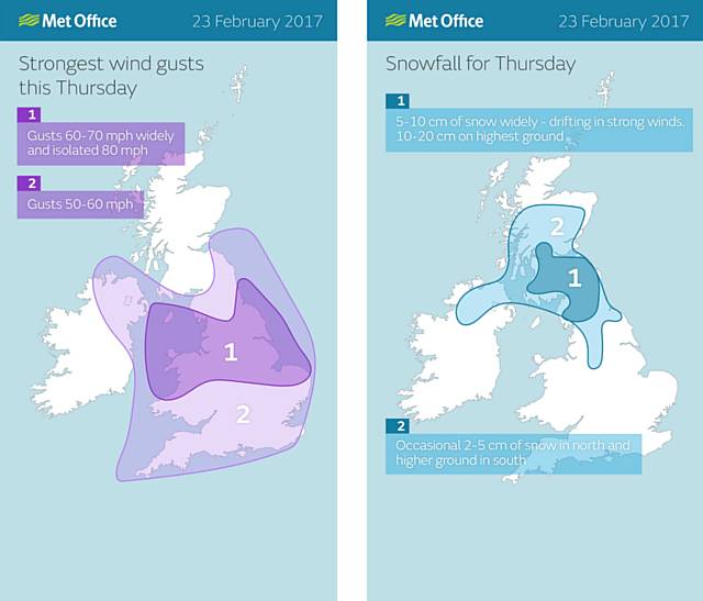 Storm Doris will bring strong winds and snow
