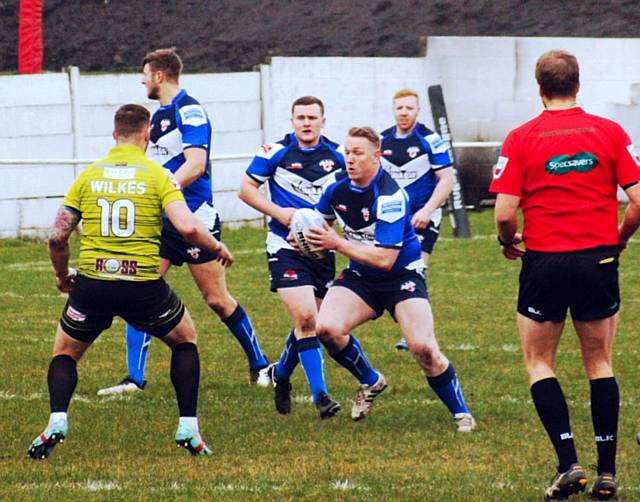 Rochdale Mayfield: James Shaw taking the ball in hard