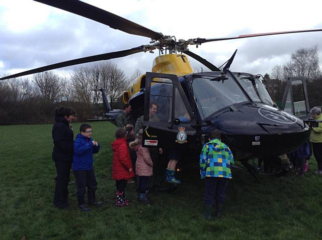 RAF helicopter visits All Souls' CE Primary School