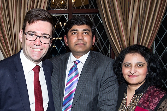 Andy Burnham with Councillor Aasim Rashid and his wife