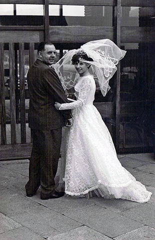 Barbara with her father on her wedding day