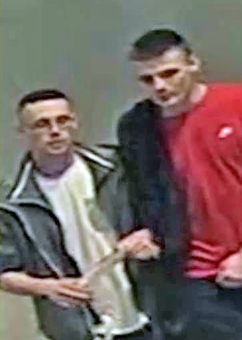 CCTV image of two men who officers believe may be able to assist enquiries