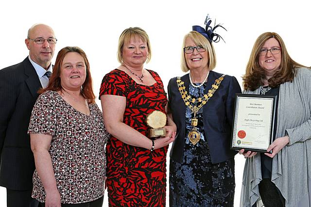 Best Business Contribution Award winner Anglo Recycling Technology with Mayor of Whitworth, Councillor Madeline De Souza