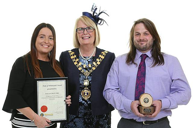 Pride of Whitworth Award Winners - Dawn and Martin Duffy with Mayor of Whitworth, Councillor Madeline De Souza