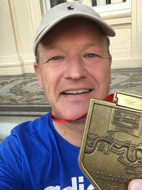 Simon Danczuk having completed the London Marathon