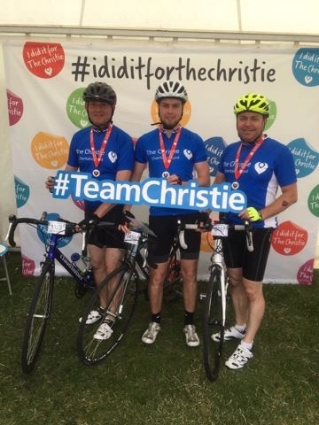Andrew Dale, Paul Tibbenham and Greg Stuttle complete 60 mile bike challenge from Manchester to Blackpool 